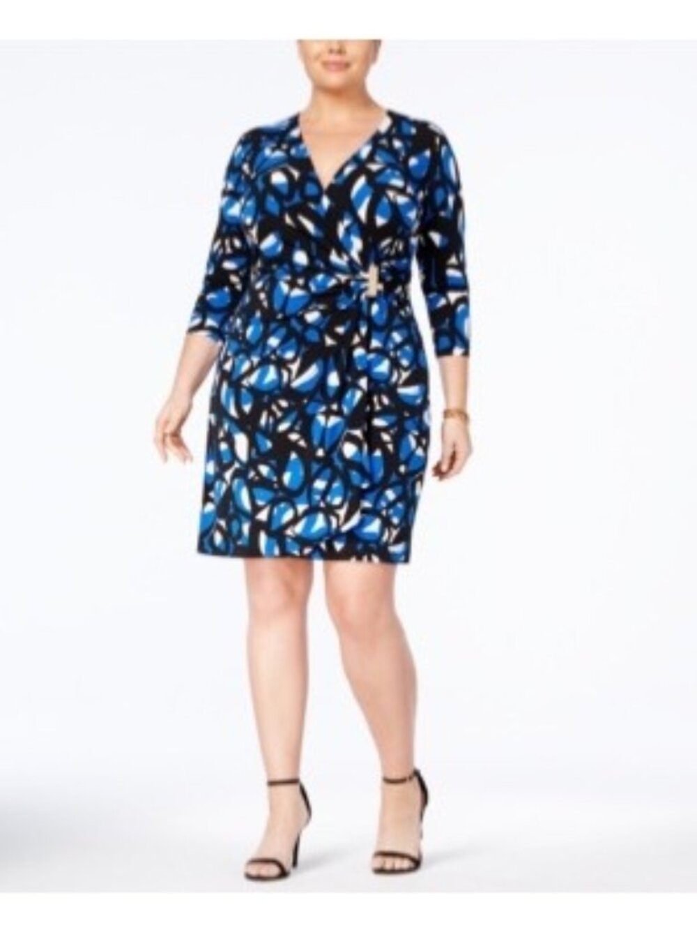Calvin Klein Plus Size Printed Faux-Wrap Dress